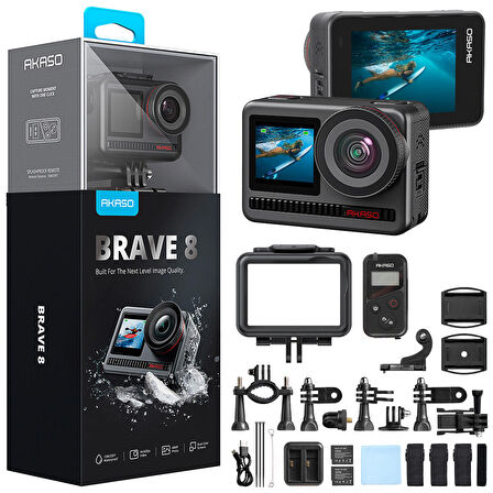 Akaso Brave 8 4K Aksiyon Kamera ve Süper Aksesuar Seti (Akaso Türkiye 2 Yıl Garantili)