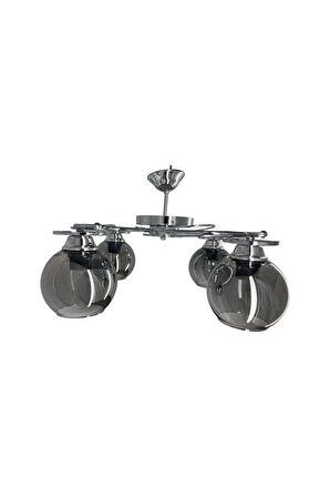 İlay Krom 4'lü Füme Camlı Avize | Kaliteli Modern Metal Avize
