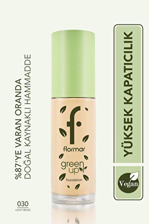 Flormar Green Up Kremsi Dokulu & Mat Bitişli Vegan Fondöten