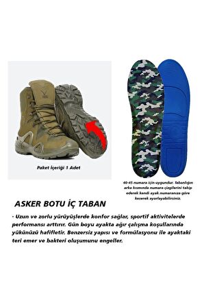 BG184.ML | Yumuşak Memory Foam Asker Botları için İç Tabanlık, 2x Vatka ve Koku Önleyici Toz