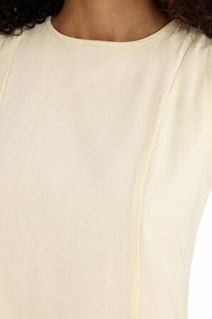 Bisiklet Yaka Keten Görünümlü Kolsuz Mini Elbise