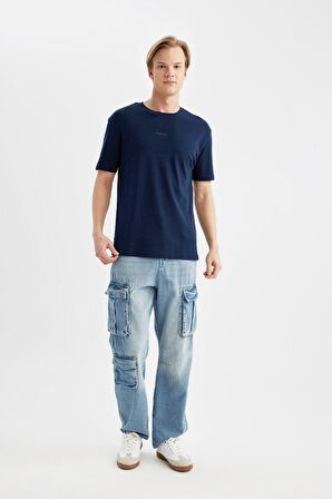 DeFacto Regular Fit Bisiklet Yaka Baskılı Kısa Kollu Ağır Kumaş Tişört B4290AX24SPNV256