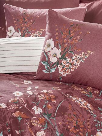 Cotton Box Tek Kişilik Feminen Nevresim Takımı Vina Bordo