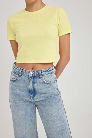 DeFacto Coool Fitted Ribana Basic Düz Kısa Kollu Tişört T9631AZ23SMYL92