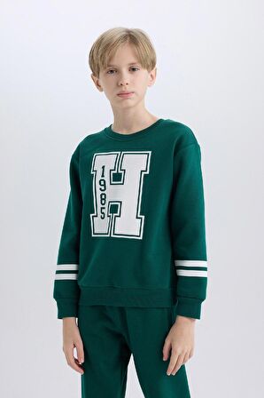 DeFacto Erkek Çocuk Bisiklet Yaka Baskılı Sweatshirt D4342A824WNGN671