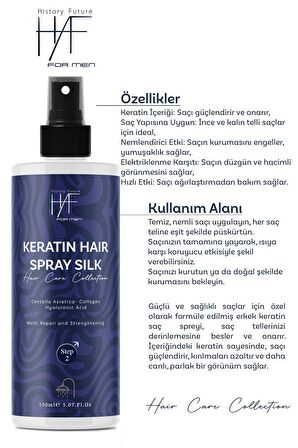 Erkek Keratin Saç Bakım Spreyi Güçlü Parlak Ve Hacimli Saçlar İçin Elektriklenme Karşıtı Sprey 150ml
