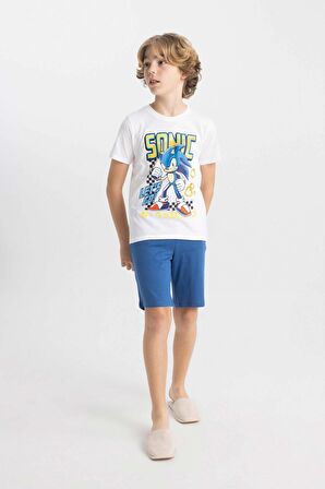 DeFacto Erkek Çocuk Sonic the Hedgehog Kısa Kollu Şortlu Pijama Takımı C5508A824SMWT34