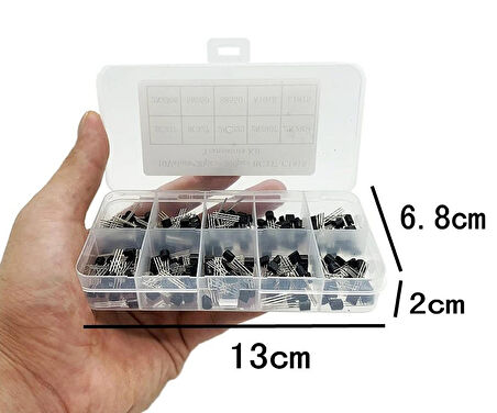 200 Adet Transistör Seti Kutulu 10 Tip Npn Pnp To-92 Bc327 Bc337 Bc517 Bc547 Bc548 Bc549 Bc550
