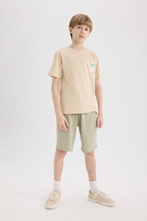 DeFacto Erkek Çocuk Bisiklet Yaka Sırt Baskılı Kısa Kollu Tişört E5082A825SMBG663