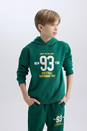 DeFacto Erkek Çocuk Kapüşonlu Baskılı Kalın Sweatshirt C9805A824WNGN215