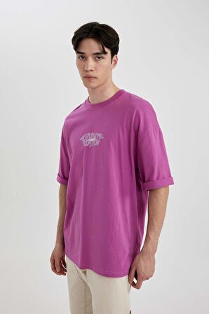 DeFacto Loose Fit Bisiklet Yaka Sırt Baskılı Kısa Kollu Tişört B8937AX24SMPR191