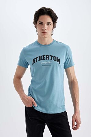 DeFacto Slim Fit Bisiklet Yaka Baskılı Kısa Kollu Tişört C5674AX24HSBE532