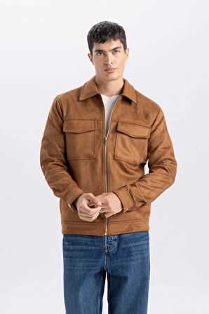 DeFacto Slim Fit Polo Yaka Süet Ceket Mont Y5362AZ24AUBN315