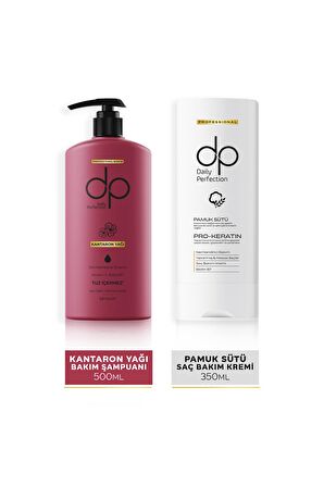 Daily Perfection Kantaron Yağı Tuzsuz Şampuan 500 Ml+Pamuk Sütü Buğday Proteini Saç Kremi 350 ml
