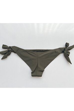 Haki Brezilya Kalın İp Bağlamalı Bikini Altı