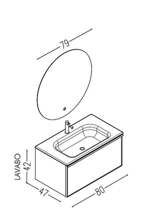 Aston 80 Cm Beyaz Lavabolu Banyo Dolabı - Boy Dolap Hariç
