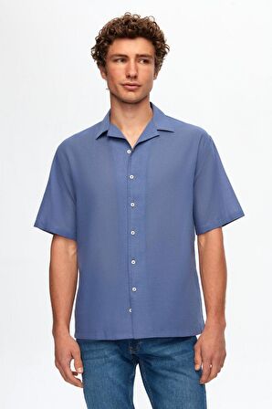 Ds Damat Relaxed İndigo Düz %100 Pamuk Gömlek 0HC02ORT02313 0HC02ORT02313