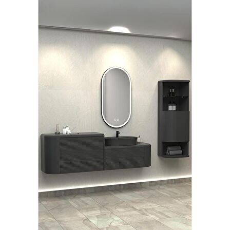 SIESTA SINGLE 184 CM BANYO DOLABI  ANTRASİT - BOY DOLAP DAHİL