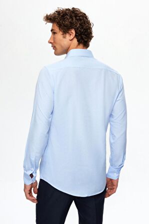 Slim Fit Açık Mavi Italyan Yaka Dar Kesim Klasik Kravatlık Uzun Kollu Kolay Ütülenebilir N 2HF02ORT5185