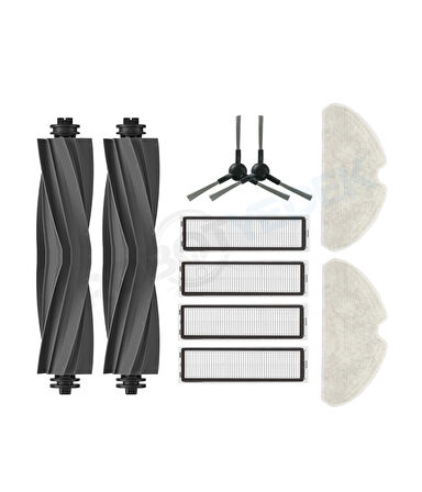 Dreame D9 Max Gen 2 Uyumlu Yedek Silikon Fırça Hepa Filtre Mop Seti-10 Parça