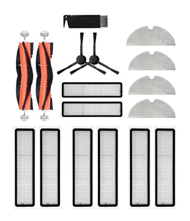 Dreame D9 Max Uyumlu Yedek Fırça Hepa Filtre Mop Seti-17 Parça