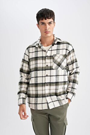DeFacto Regular Fit Kareli Oduncu Flanel Uzun Kollu Gömlek D1659AX24AUKH206