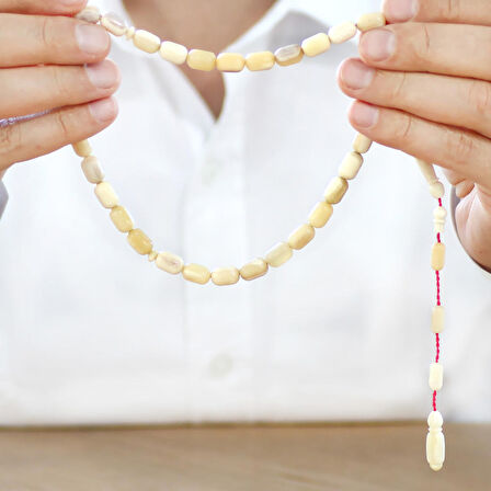 Sistemli Kapsül Kesim Naturel Renk Deve Kemiği Tesbih