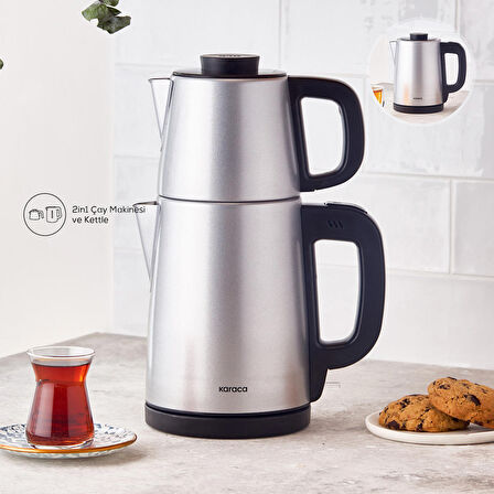 Karaca Tea Break Silver Inox Çelik Su Isıtıcı & Çay Makinesi