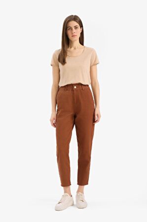 Paperbag Gabardin Kumaş Pantolon Standart Paça Cepli
