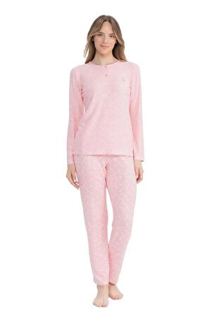 U.S. Polo Assn. Kadın Düğmeli Yaka Uzun Kollu Pijama Takımı