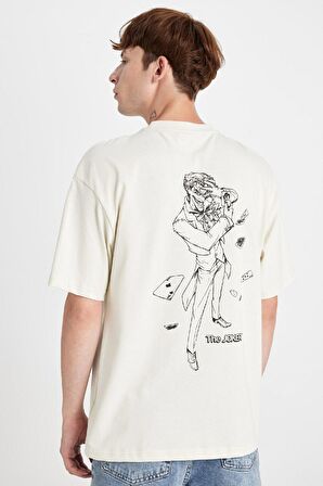 DeFacto %100 Pamuk Batman Boxy Fit Bisiklet Yaka Sırt Baskılı Kısa Kollu Tişört D1195AX24AUER117