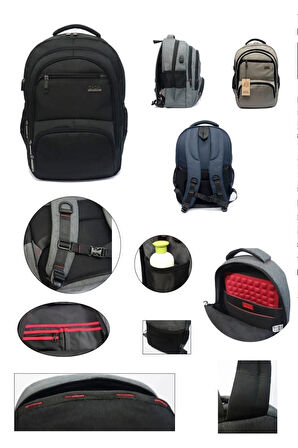 Su Geçirmez Europa Export Kumaş Sırt Çantası Usb Bağlantılı Ortopedik Sırt Detaylı