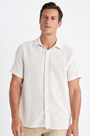 DeFacto Regular Fit Yazlık Polo Yaka Pamuklu Basic Düz Kısa Kollu Gömlek D2924AX24SMER22
