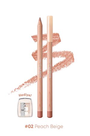 Kremsi Formüle Sahip Dudak Kalemi ve Kalemtıraş Seti Clio Velvet Lip Pencil Set (02 Peach Beige)