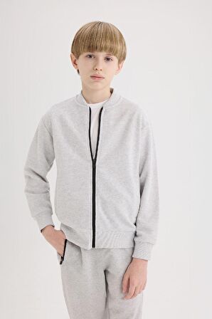 DeFacto Erkek Çocuk Kolej Yaka Bomber Pike Hırka D8553A825SPGR400