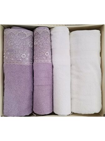Özdilek Hamam Seti Fidelya Krem-Lila Best Set