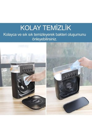 Taşınabilir Işıklı 5 Spreyli Vantilatör Buzlu Buharlı Vantilatör Mini Fan Nemlendirici