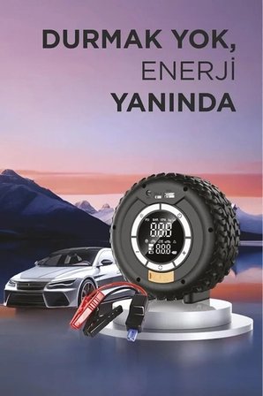 Taşnabilir Araç Akü Takviyeli ,powerbank Destekli ,ışıklı Oto Hava Kompresörü