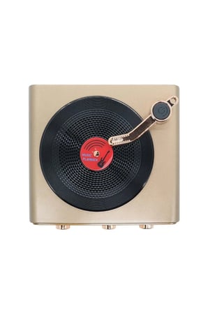 Metalik Nostaljik Tasarım Plak Çalar Görünümlü Radyolu Bluetooth Hoparlör Retro Müzik Plak