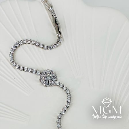 Zirkon Taşlı Pirinç Zirkon Bileklikler 17+2,5 Cm - Kbl0037