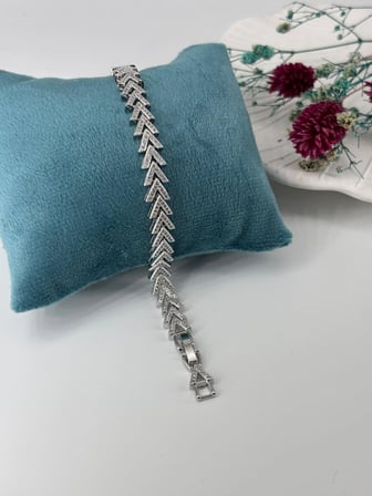 Rodyum Zirkon Taşlı Pirinç Zirkon Bileklikler 18+2 Cm  - Kbl0234