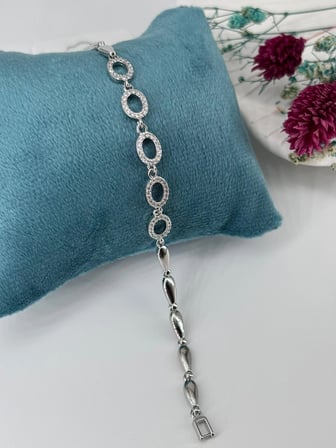 Rodyum Zirkon Taşlı Pirinç Zirkon Bileklikler 19 Cm  - Kbl0290