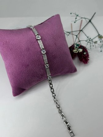 Rodyum Zirkon Taşlı Pirinç Zirkon Bileklikler 17+2 Cm  - Kbl0346