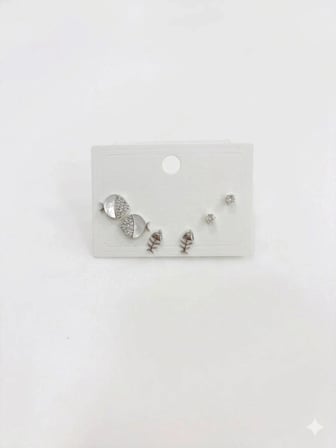 Tatlı Balık Ve Kılçık Detaylı Altılı Küpe - Kp00562