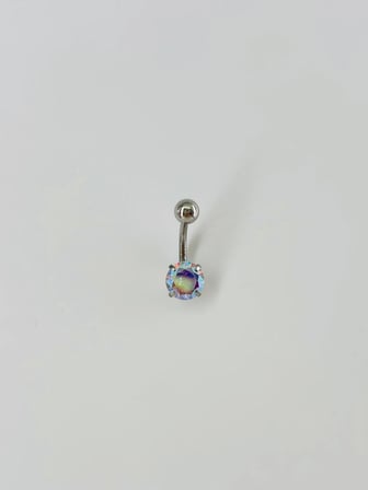 Rodyum Zirkon Taşlı Çelik Göbek - Pg0011