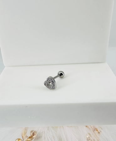 Rodyum Zirkon Taşlı Uç Kısmı : Pirinç Kıkırdak Bar Uzunluğu : 6 Mm / Bar Kalınlığı 0.8 Mm / Top Boyu