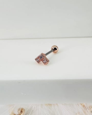 Rose Zirkon Taşlı Uç Kısmı : Pirinç Kıkırdak Bar Uzunluğu : 6 Mm / Bar Kalınlığı 0.8 Mm / Top Boyu 3