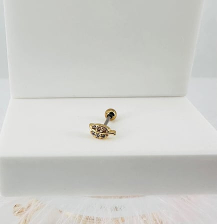 Zirkon Taşlı Uç Kısmı : Pirinç Kıkırdak Bar Uzunluğu : 6 Mm / Bar Kalınlığı 0.8 Mm / Top Boyu 3 Mm -