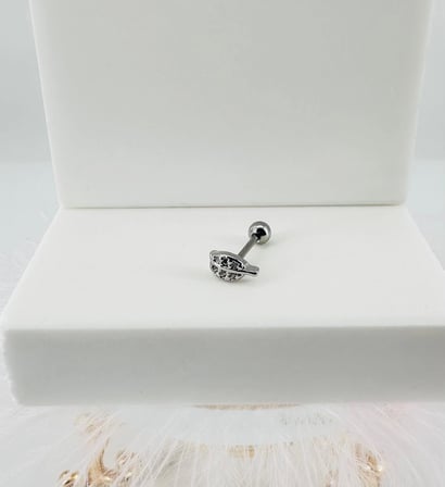 Rodyum Zirkon Taşlı Uç Kısmı : Pirinç Kıkırdak Bar Uzunluğu : 6 Mm / Bar Kalınlığı 0.8 Mm / Top Boyu