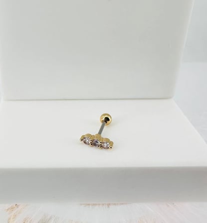 Zirkon Taşlı Uç Kısmı : Pirinç Kıkırdak Bar Uzunluğu : 6 Mm / Bar Kalınlığı 0.8 Mm / Top Boyu 3 Mm -